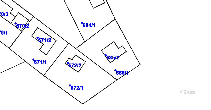 Parcela st. 685/2 v KÚ Loučky nad Odrou, Katastrální mapa