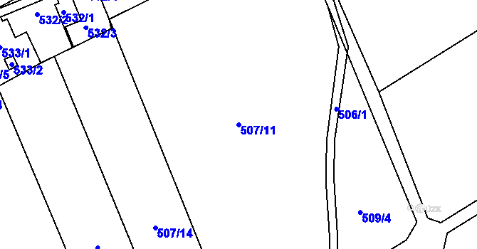 Parcela st. 507/11 v KÚ Loučky nad Odrou, Katastrální mapa