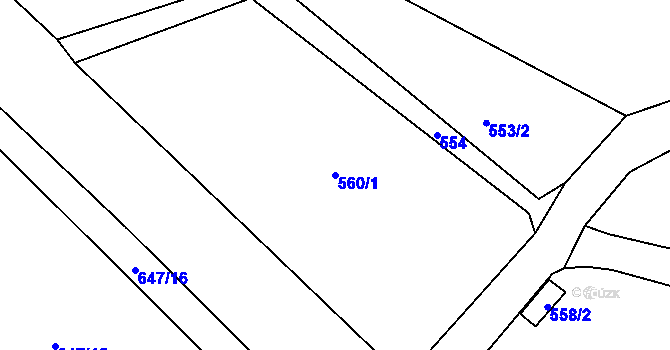 Parcela st. 560/1 v KÚ Loučky nad Odrou, Katastrální mapa
