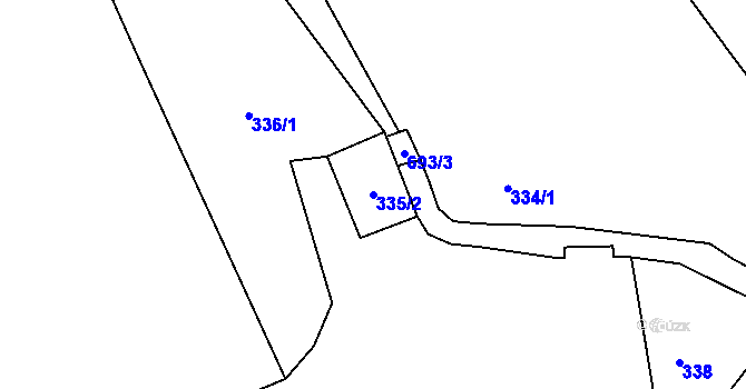 Parcela st. 335/2 v KÚ Loučky nad Odrou, Katastrální mapa