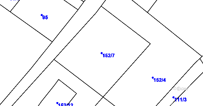 Parcela st. 152/7 v KÚ Loučky nad Odrou, Katastrální mapa
