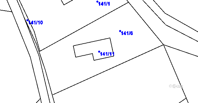 Parcela st. 141/11 v KÚ Loučky nad Odrou, Katastrální mapa