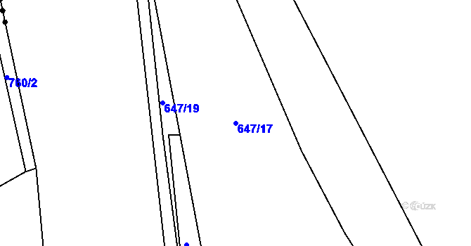 Parcela st. 647/17 v KÚ Loučky nad Odrou, Katastrální mapa