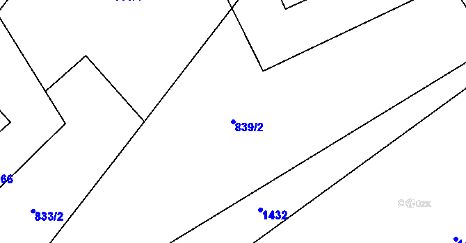 Parcela st. 839/2 v KÚ Jakubov u Moravských Budějovic, Katastrální mapa