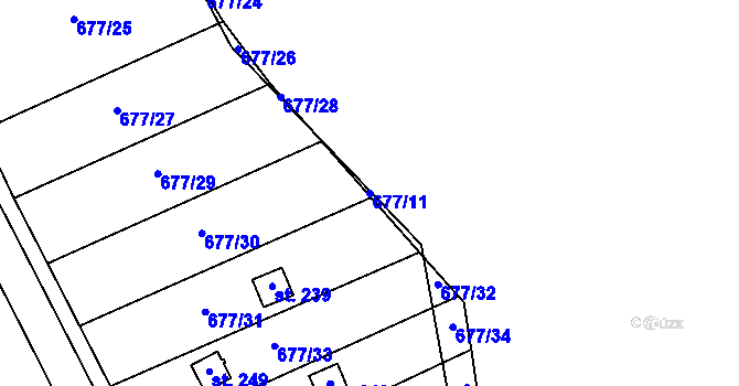 Parcela st. 677/11 v KÚ Jakubov u Moravských Budějovic, Katastrální mapa
