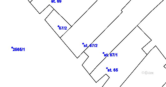 Parcela st. 67/2 v KÚ Martínkov, Katastrální mapa