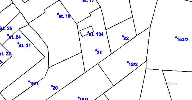 Parcela st. 21 v KÚ Martínkov, Katastrální mapa