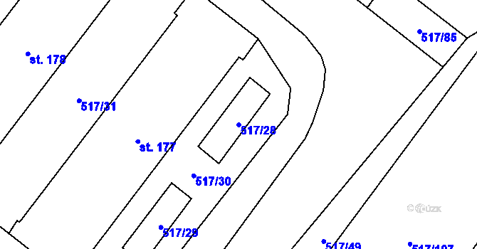 Parcela st. 517/28 v KÚ Martínkov, Katastrální mapa