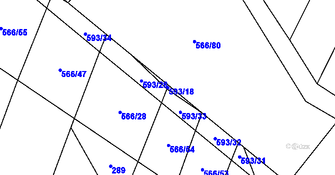 Parcela st. 593/18 v KÚ Martínkov, Katastrální mapa