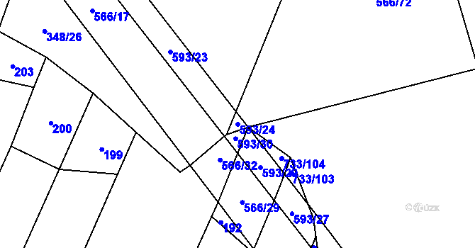 Parcela st. 593/24 v KÚ Martínkov, Katastrální mapa