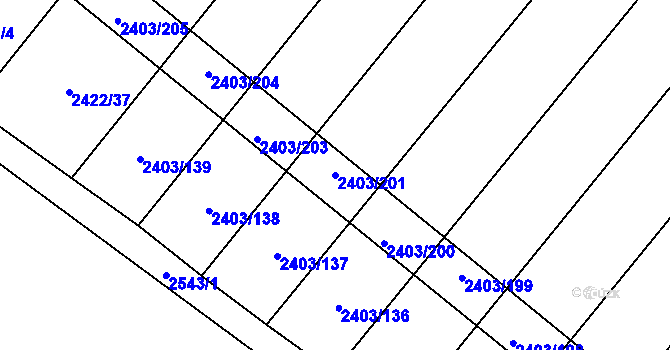 Parcela st. 2403/201 v KÚ Martínkov, Katastrální mapa