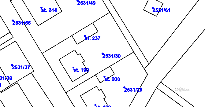 Parcela st. 2531/30 v KÚ Martínkov, Katastrální mapa