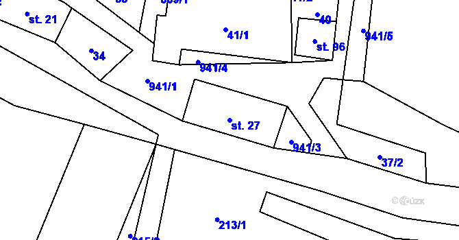 Parcela st. 27 v KÚ Jakubovice, Katastrální mapa