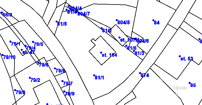 Parcela st. 104 v KÚ Jakubovice, Katastrální mapa
