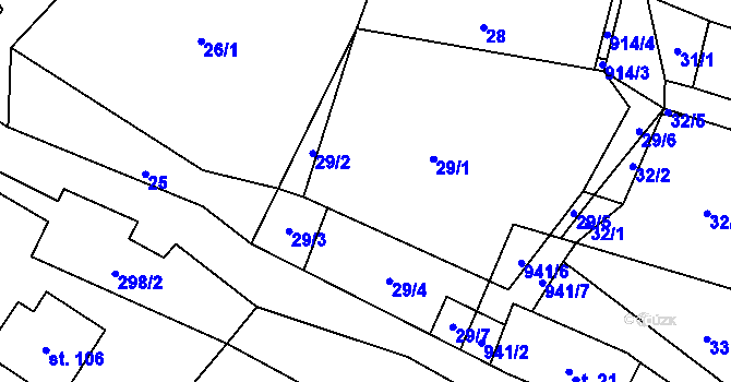 Parcela st. 29 v KÚ Jakubovice, Katastrální mapa