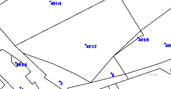Parcela st. 491/2 v KÚ Jakubovice, Katastrální mapa