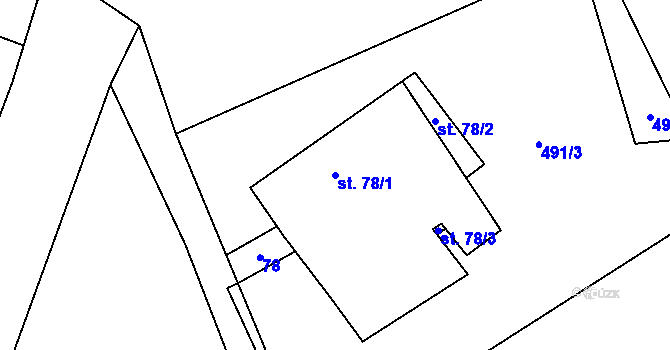 Parcela st. 78/1 v KÚ Jakubovice, Katastrální mapa