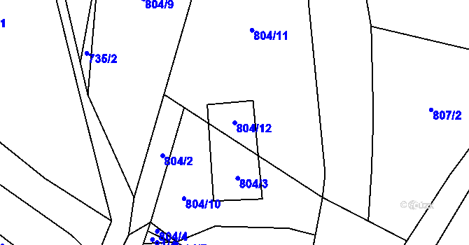 Parcela st. 804/12 v KÚ Jakubovice, Katastrální mapa