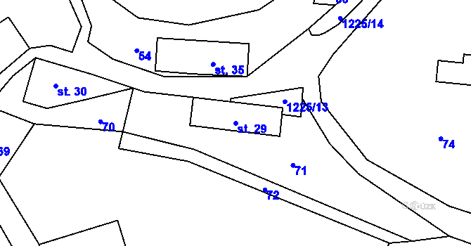 Parcela st. 29 v KÚ Jakubovice u Šumperka, Katastrální mapa