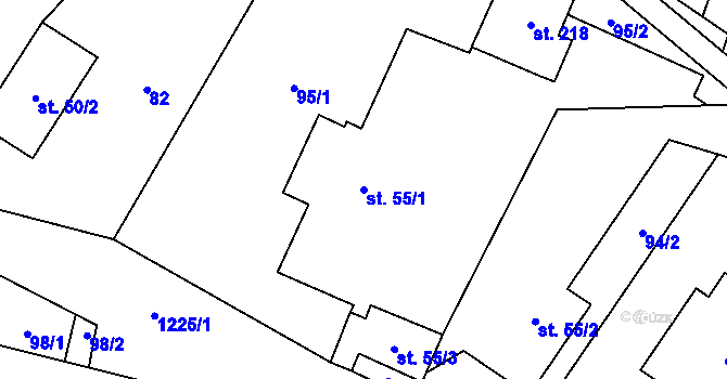 Parcela st. 55/1 v KÚ Jakubovice u Šumperka, Katastrální mapa