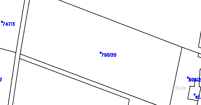 Parcela st. 750/20 v KÚ Jakubovice u Šumperka, Katastrální mapa