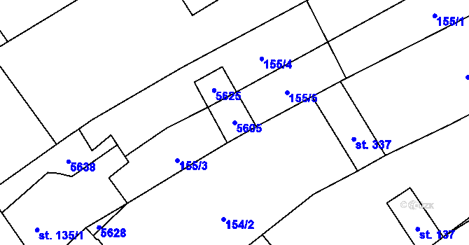 Parcela st. 5605 v KÚ Jalubí, Katastrální mapa
