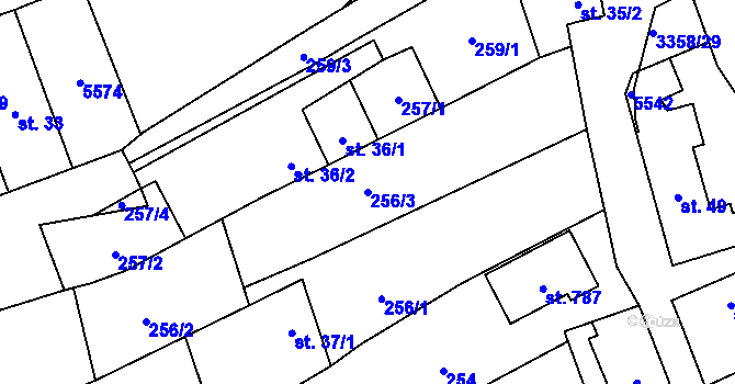 Parcela st. 256/3 v KÚ Jalubí, Katastrální mapa