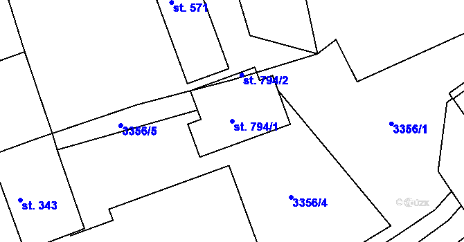 Parcela st. 794/1 v KÚ Jalubí, Katastrální mapa