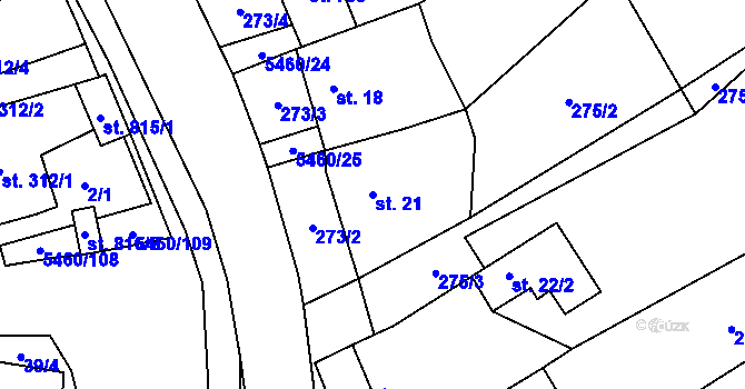 Parcela st. 21 v KÚ Jalubí, Katastrální mapa