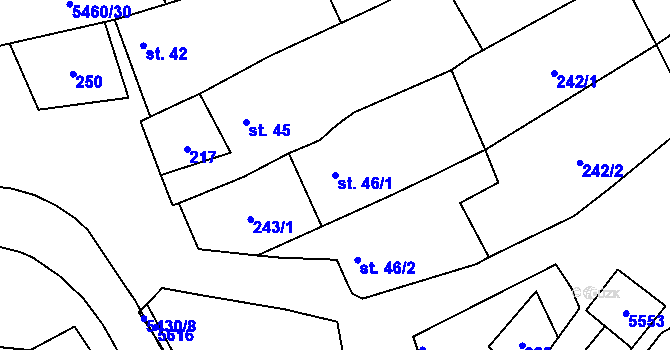 Parcela st. 46/1 v KÚ Jalubí, Katastrální mapa
