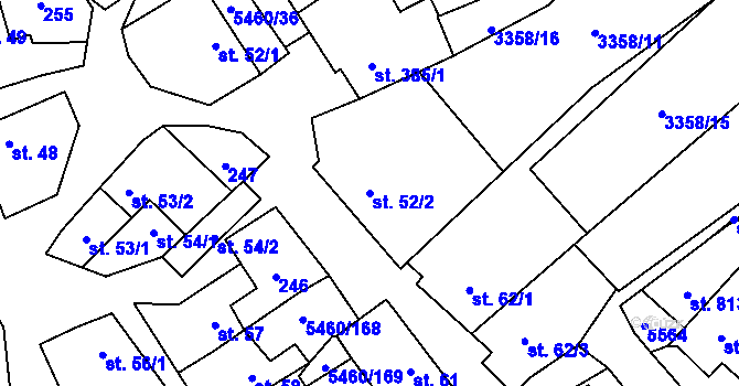 Parcela st. 52/2 v KÚ Jalubí, Katastrální mapa