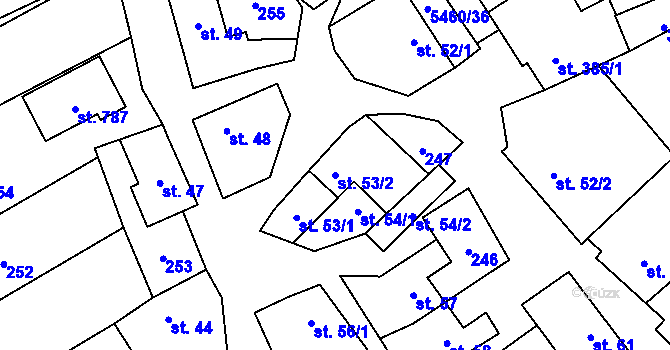 Parcela st. 53/2 v KÚ Jalubí, Katastrální mapa