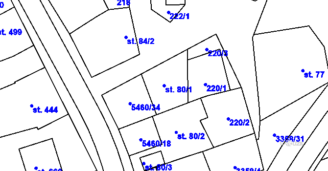Parcela st. 80/1 v KÚ Jalubí, Katastrální mapa
