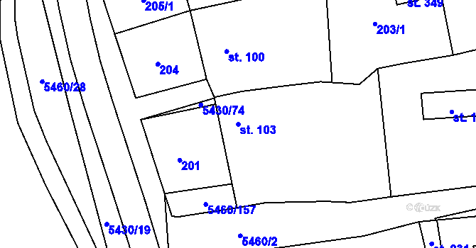 Parcela st. 103 v KÚ Jalubí, Katastrální mapa