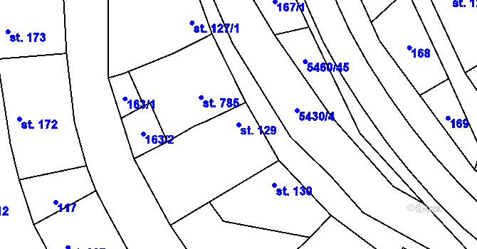 Parcela st. 129 v KÚ Jalubí, Katastrální mapa