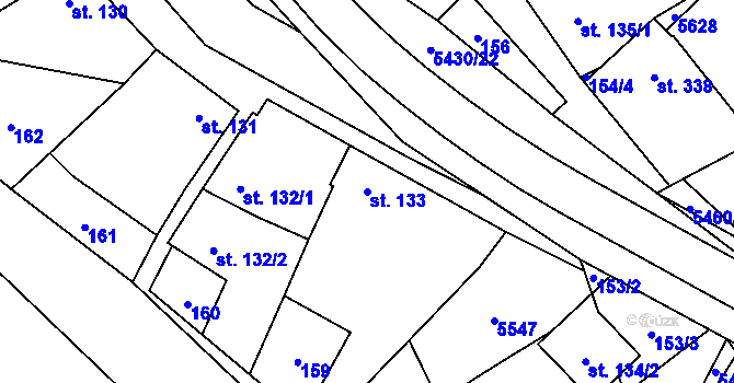 Parcela st. 133 v KÚ Jalubí, Katastrální mapa