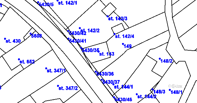 Parcela st. 143 v KÚ Jalubí, Katastrální mapa