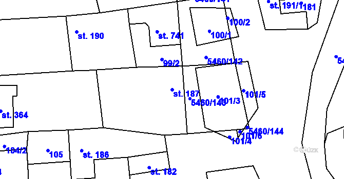 Parcela st. 187 v KÚ Jalubí, Katastrální mapa