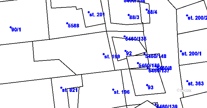 Parcela st. 199 v KÚ Jalubí, Katastrální mapa