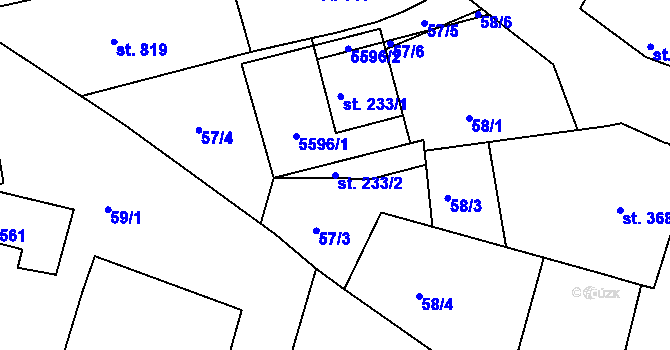 Parcela st. 233/2 v KÚ Jalubí, Katastrální mapa