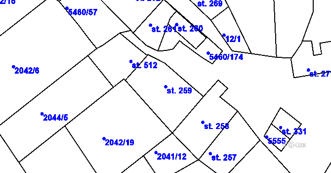 Parcela st. 259 v KÚ Jalubí, Katastrální mapa