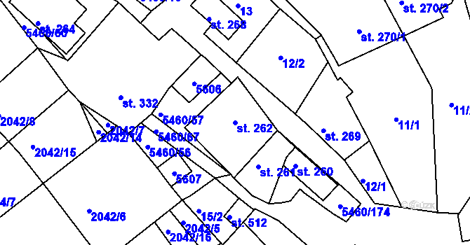 Parcela st. 262 v KÚ Jalubí, Katastrální mapa