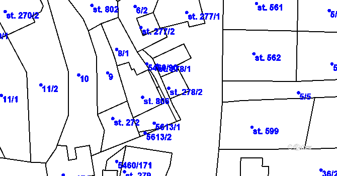 Parcela st. 278/2 v KÚ Jalubí, Katastrální mapa