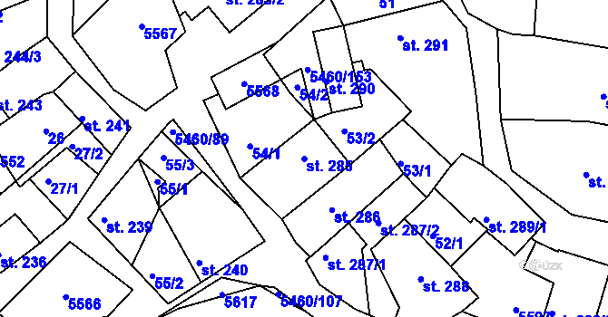 Parcela st. 285 v KÚ Jalubí, Katastrální mapa