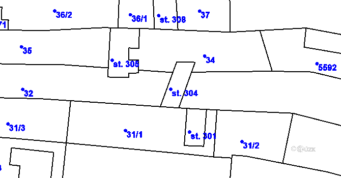 Parcela st. 304 v KÚ Jalubí, Katastrální mapa