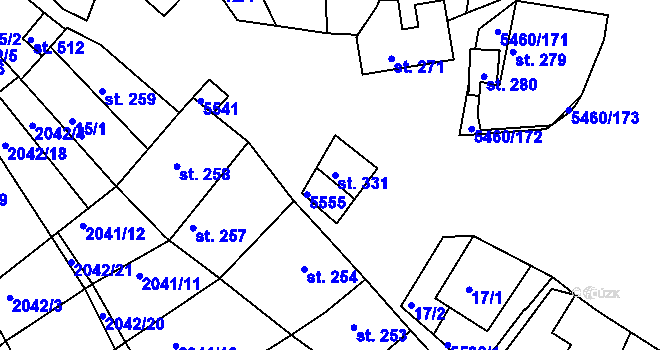 Parcela st. 331 v KÚ Jalubí, Katastrální mapa