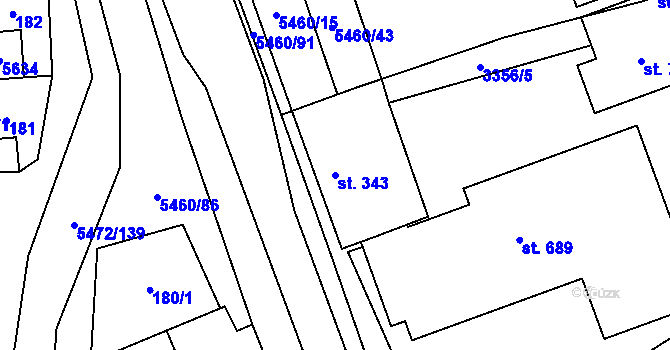 Parcela st. 343 v KÚ Jalubí, Katastrální mapa
