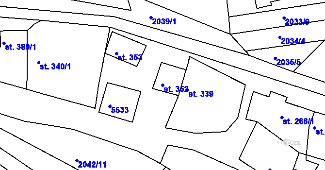 Parcela st. 352 v KÚ Jalubí, Katastrální mapa