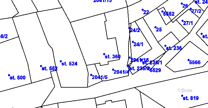 Parcela st. 360 v KÚ Jalubí, Katastrální mapa