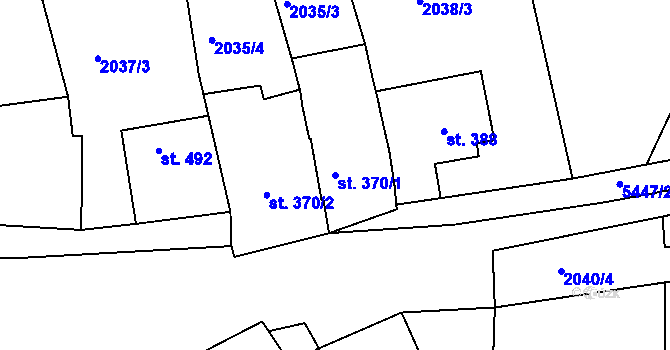 Parcela st. 370/1 v KÚ Jalubí, Katastrální mapa